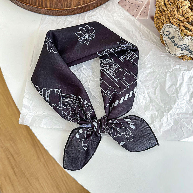 Bufanda de seda, bufanda cuadrada pequeña, bufanda fina, chal pequeño, protector de cuello de anacardo retro, bufanda decorativa, pañuelo en la cabeza, banda para el cabello