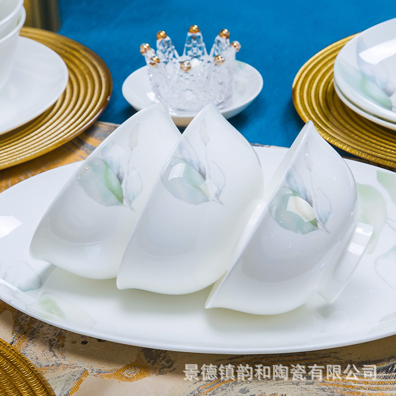 The Beauty of Spring in Jingdezhen Ceramic Tableware: High-End Glazed Color Chopsticks and Bowl Set for Two, Wholesale, Light Luxury