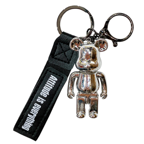 Cross-border cartoon electroplated violent bear key chain cute acrylic doll exquisite school bag pendant car key chain