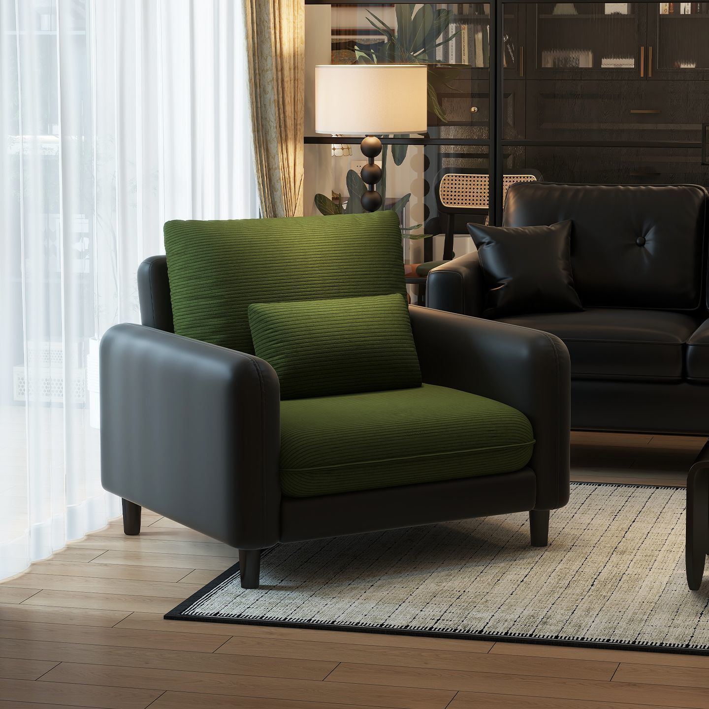 Bir o'rinli sofa stuli kichik xonali yengil shoxlik otel qabul