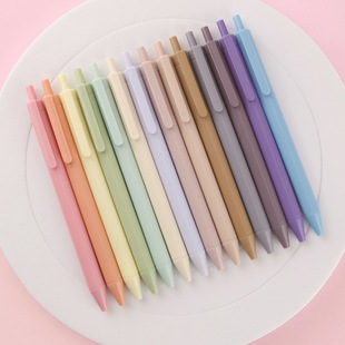 14 color cute macaroon candy color simple Press plastic gift ballpoint pen logo pattern factory outlet