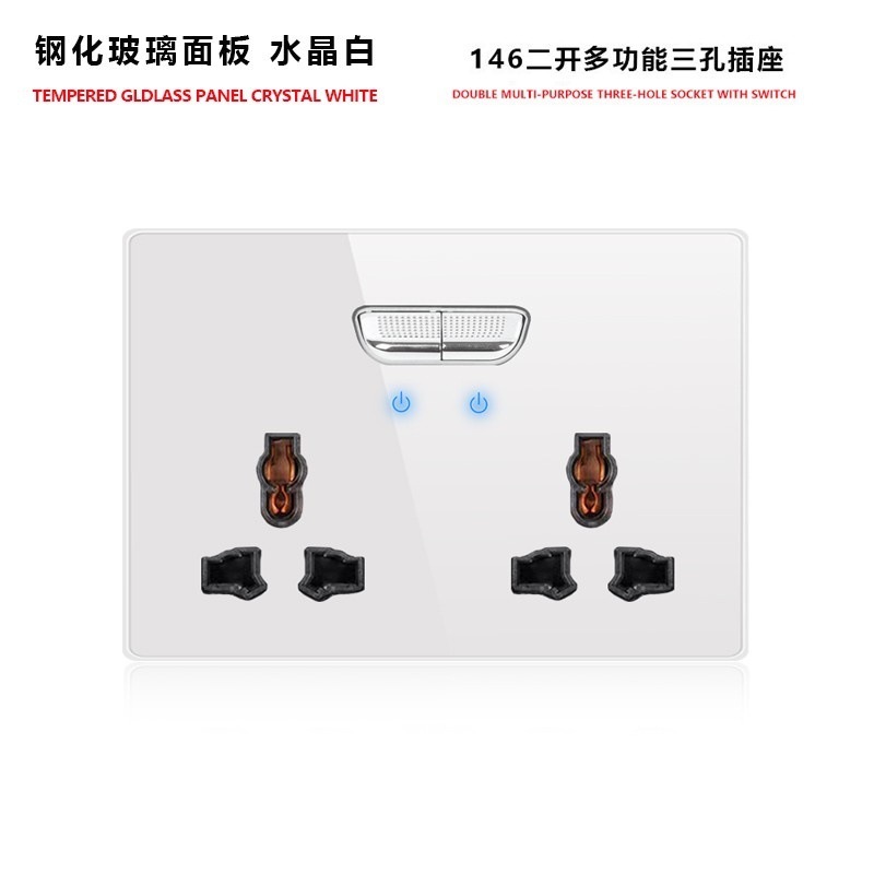 外国貿易トグルリセットスイッチソケット強化ガラスパネルLEDライトEUドイツプラグアメリカ標準フランスプラグロシア英国プラグ|undefined