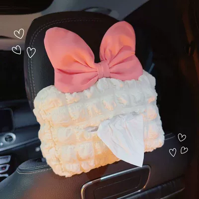 Car Tissue Box, Car Tissue Holder, Car tissue box/set - no-specifications-pink-big-bow-puff-tissue-box