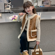 女童秋装马甲2025新款儿童女孩秋冬季双面穿加绒加厚皮毛一体外套