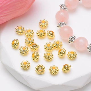 新款18k包金保色太阳花圆型隔片diy手链项链手工串珠隔珠饰品配件