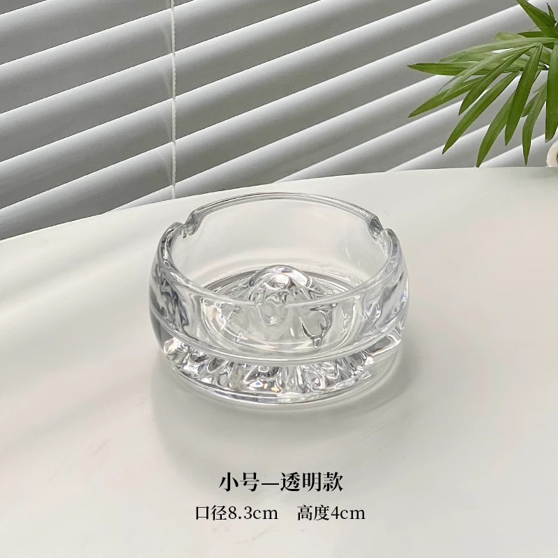 Cenicero de vidrio de lujo ligero y de alto nivel vista montaña sala de estar doméstica decoración de oficina cenicero transparente hotel clubhouse comercial