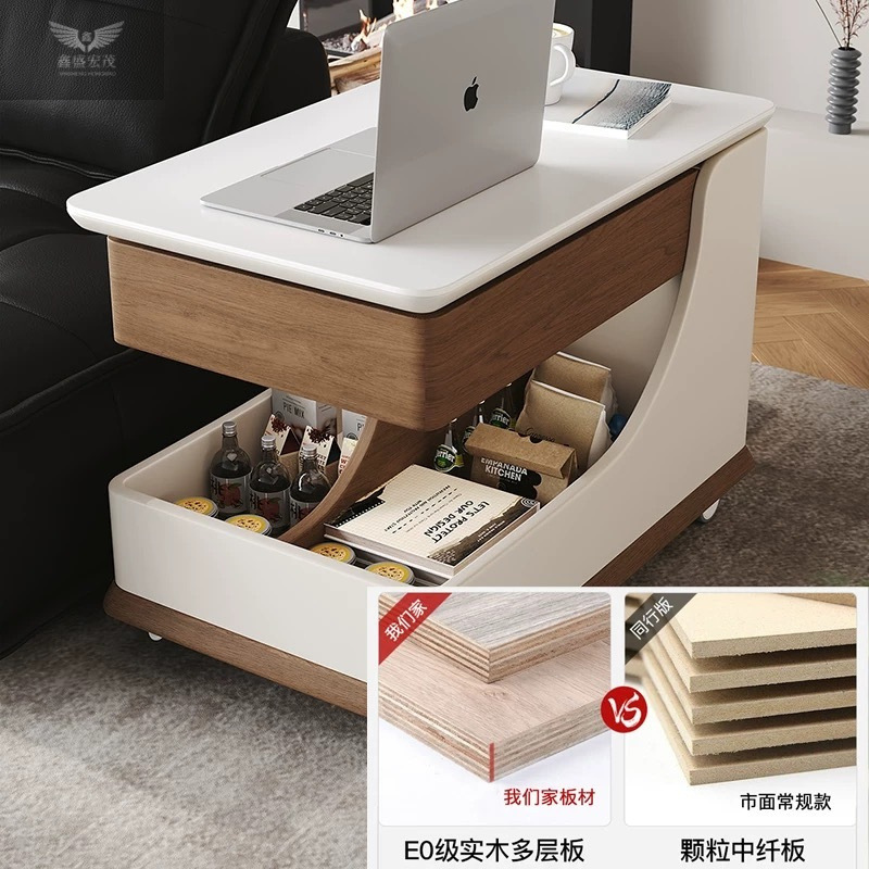 mesa de té móvil multifuncional sofá elevación giratoria mesa pequeña carro sala de estar casa pequeña casa tabla de roca