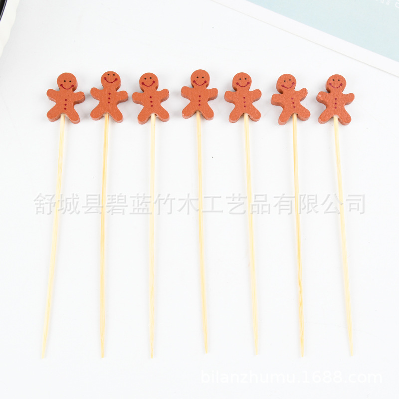 Fabricante al por mayor una vez creativo stick de fruta cactus stick de bambú fijo horquilla sándwich stick creativo