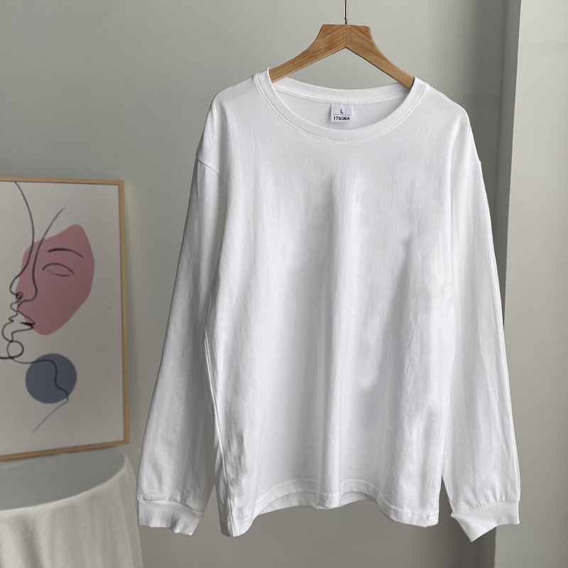 Thread Cuff Cotton T Shirt Women Knitted Loose Long Sleeved Top