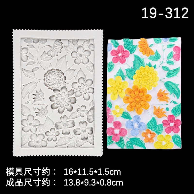 Planta flor fondant chocolate en relieve hojas de ratán patrón retro molde de silicona textura de pastel decoración