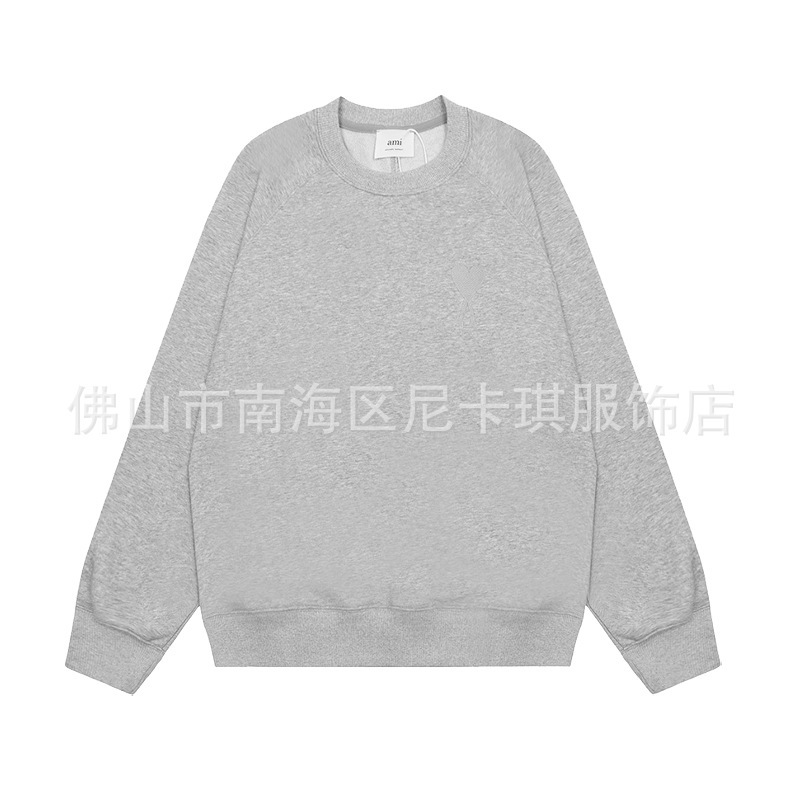 ami スウェットシャツ大きな愛の刺繍秋冬クロスボーダールーズコットントレンディブランド男性と女性のカップルトップラウンドネック長袖|undefined