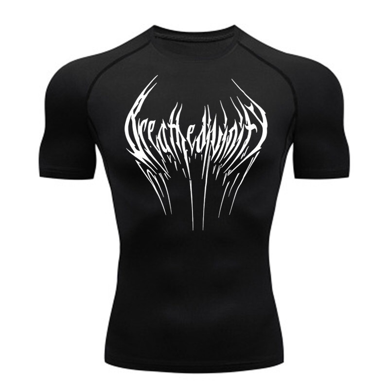 2025 Cross-Border Short-Sleeved Shirt Black Fitness T-Shirt Men's Muscle Quick-Drying Fitness Sports Clothing Sun Protection Sports