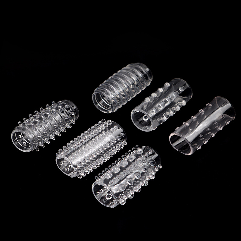 Crystal Caterpillar Textured Locking Ring 6-Pack, Transparent Soft Silicone-Style Cock Rings — detail image 6