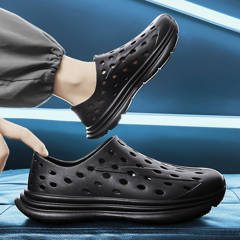 Primavera y verano hueco zapatos huecos para hombres zapatillas transpirables EVA zapatillas de playa de moda casuales suaves