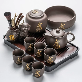 轻奢高档紫砂功夫茶具套装家用办公室茶盘简约茶杯壶冲泡茶器礼盒