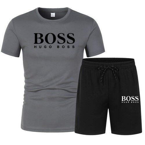 2025 Cross-border Summer New Mesh Short-sleeve T-shirt Men's Fashion Casual Sports Set Loose Men's Two-piece Set