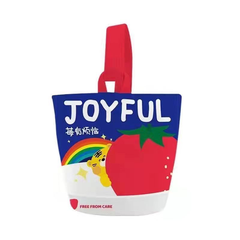 Nuevo tipo de bolso de lona gran impresión naranja italiana bolso de mano pequeño bolso de mano taza de bento para salir bolso pequeño lindo