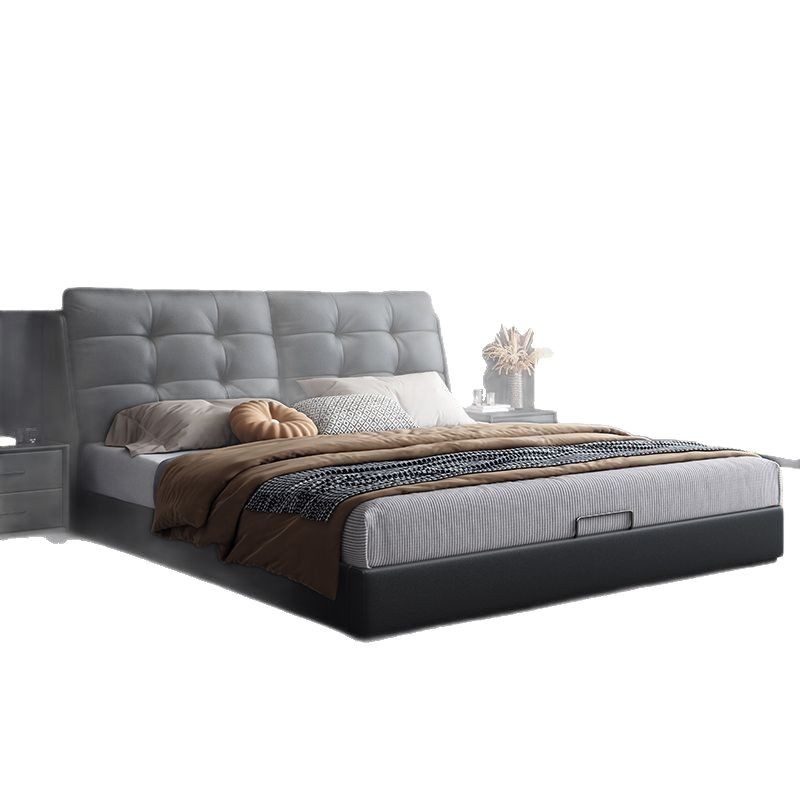 Dormitorio de lujo ligero de cuero Dormitorio principal simple moderno Cama de boda doble de 1,8 m Cama de cuero de nube de almacenamiento de cajón de 1,5 m