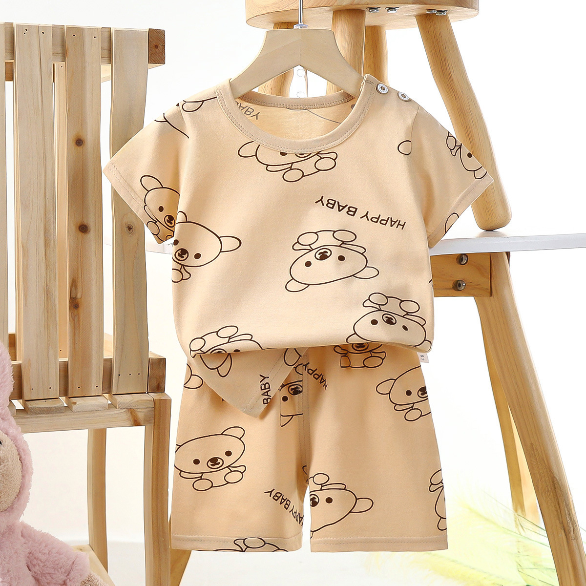 Vải thun cotton 4 chiều Hoàng Kim đồ bộ trẻ em