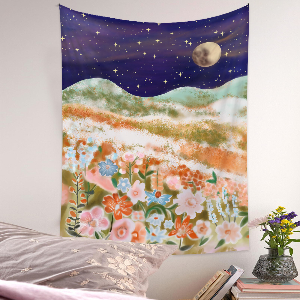 Bohemian Style Wall Moon Phase Night View Pattern Tapestry Wholesale Nihaojewelry display picture 2