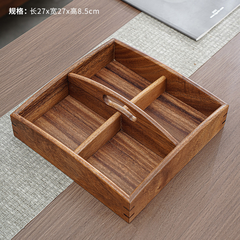 胡桃木実木分格乾果箱木造糖果箱客間家庭用小食盤年越しナッツ箱果箱|undefined