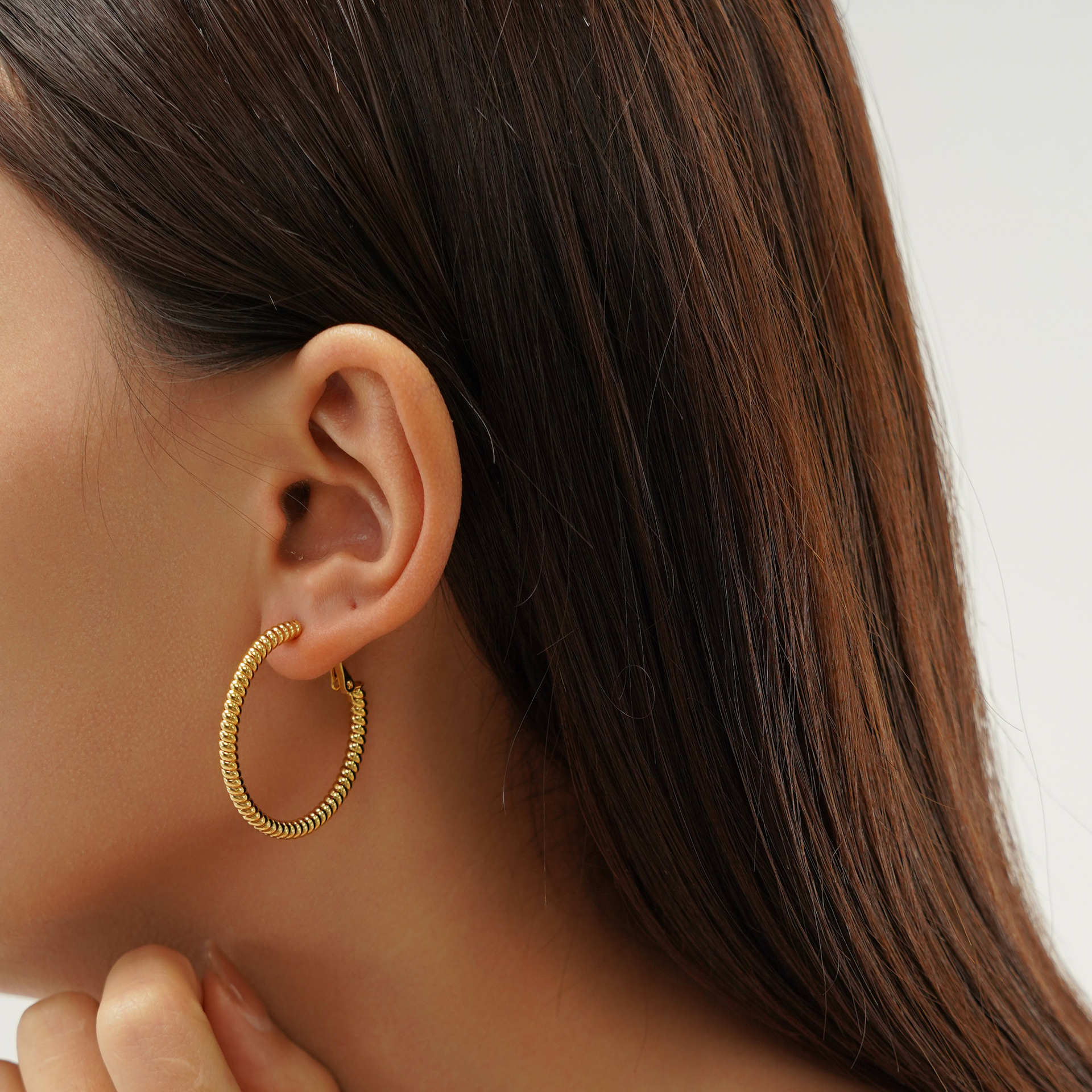 Titanium Steel Ear Needle Material 1 Pair Simple Style Solid Color Plating Titanium Steel Earrings