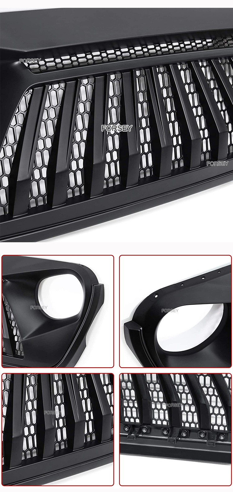Suitable for 2018+ Jeep Wrangler JL front grille and front bumper center mesh