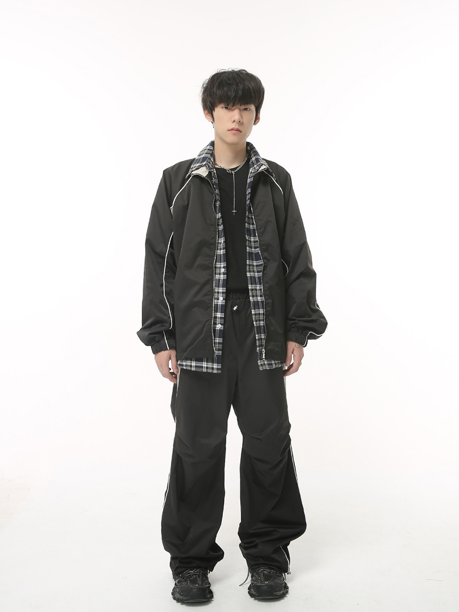 MTLROPA ropa de los hombres | 2023 otoño nuevo estilo coreano deportes estilo contraste color suelta pantalones casuales chaqueta traje