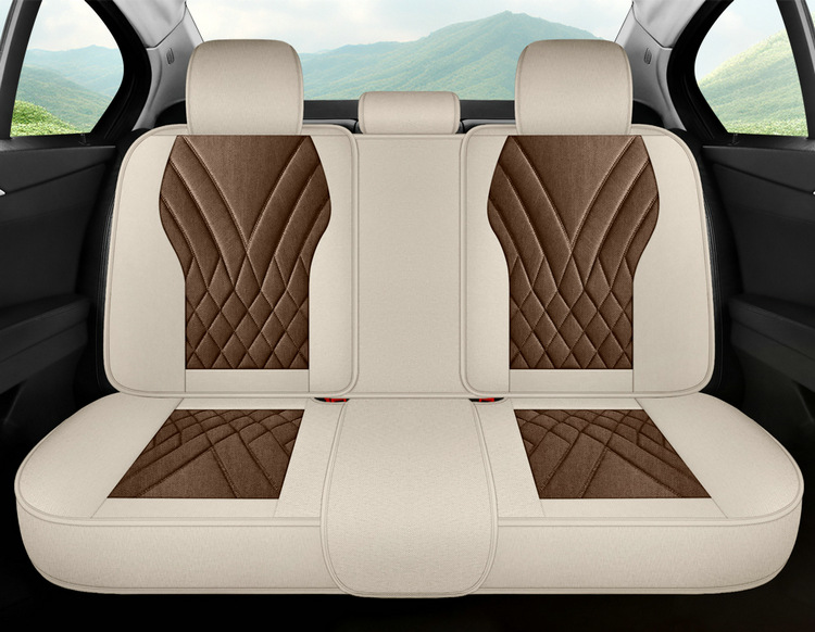 New Car Seat Cushion for All Seasons, Cartoon Cute Seat Cushion, All-Inclusive Linen Seat Cover, Female Seat Cover, Summer Car Cushion