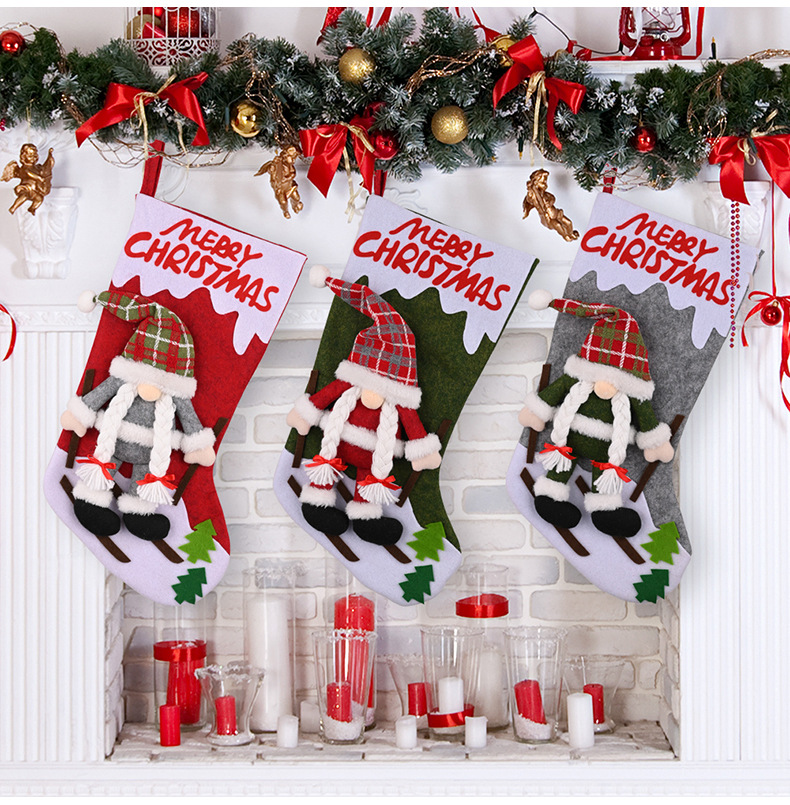 Forniture per decorazioni natalizie Bambola senza volto Calza della Befana Calzini grandi di Natale Sacchetto regalo Sacchetto regalo_voghion.com