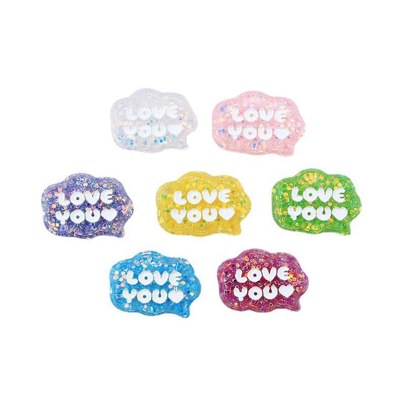 Nueva lentejuelas inglés palabra marca creativa crema pegamento material DIY epoxi teléfono caso horquilla accesorios para el cabello resina al por mayor