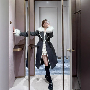 [Special Offer] 2025 Double-Breasted Long Suit Coat, High-End Waist-Cinching Woolen Jacket