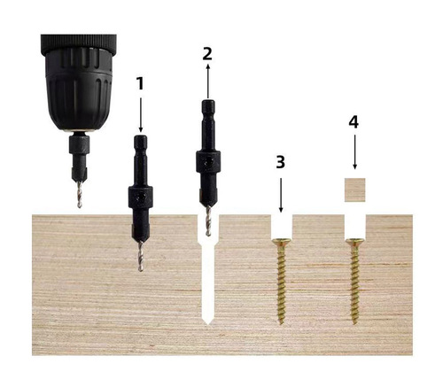 1/4 hexagonal shank countersunk drill bit taper hole screw installation drill bit self-tapping screw taper salad drill alloy countersunk head
