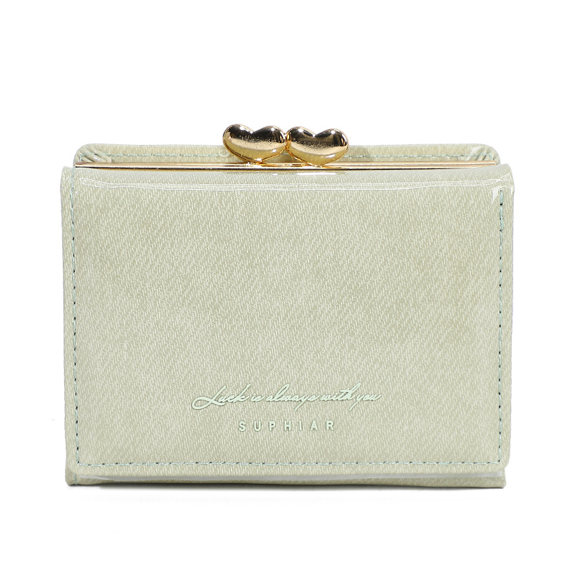 Promoción de la billetera de cuero PU alumno ultra delgado pequeña billetera de tres pliegues de viaje diario simple billetera de mujer personalizada