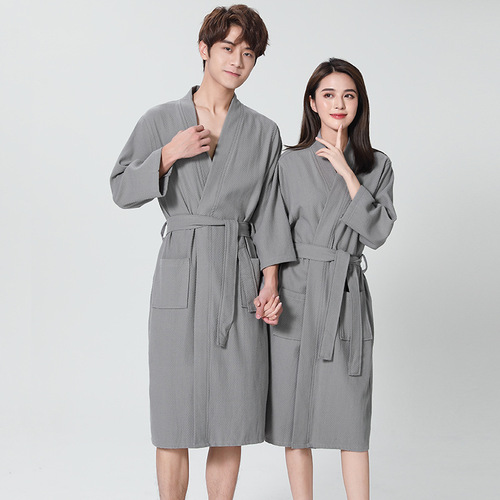 Five-star hotel waffle robe and matching absorbent bathrobe couple's pajamas beauty salon steam room suit, dropshipping one piece