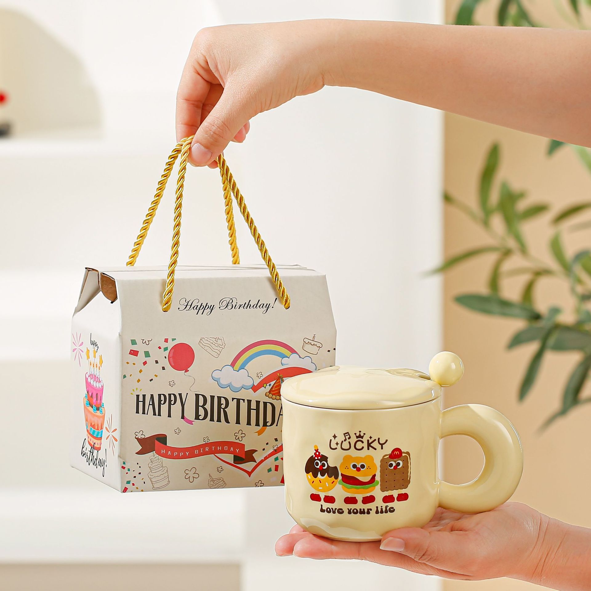 Tazas de logotipo personalizado de dibujos animados tazas de cerámica patrón encantador regalo de regalo de apertura regalo de regalo