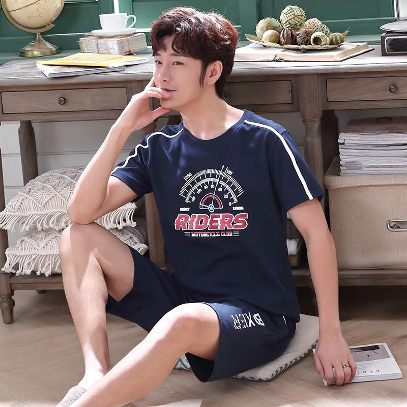Pijamas de los hombres de verano de algodón de manga corta casual de verano pijamas de los hombres delgados más el tamaño de verano traje de desgaste para el hogar se puede usar fuera