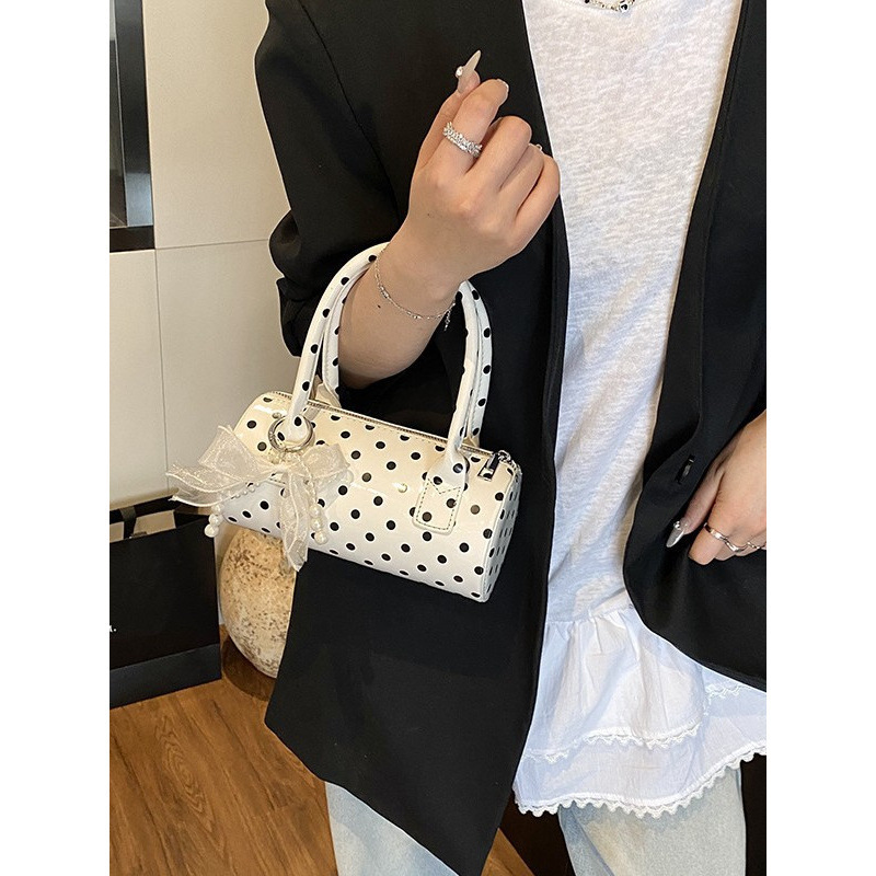 2025 New Korean Summer Handbag Small Tote Bag For Women High-End Polka Dot Niche Pillow Bag Shoulder Crossbody Bag - Thumbnail 2