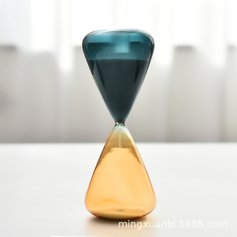 Cristal de color reloj de arena tiempo creativo decoración del hogar de estilo europeo pintura de dos colores artesanía regalo fábrica al por mayor image 3