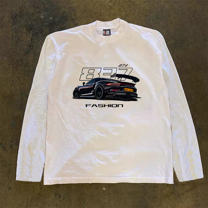 Long-Sleeved T-Shirt for Men 2025 Autum New Style Youth Loose Couple Letter Printed Bottoming Top Versatile Student