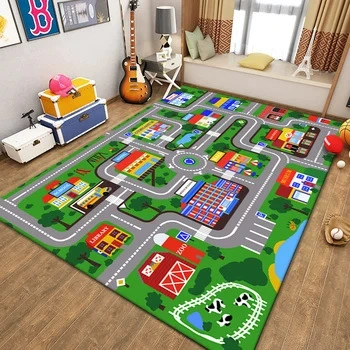 Avtomobil döşəmə paspasları, Traffic Children's Room Reading Area - childrens-910-english-80x120cm-crystal-velvet