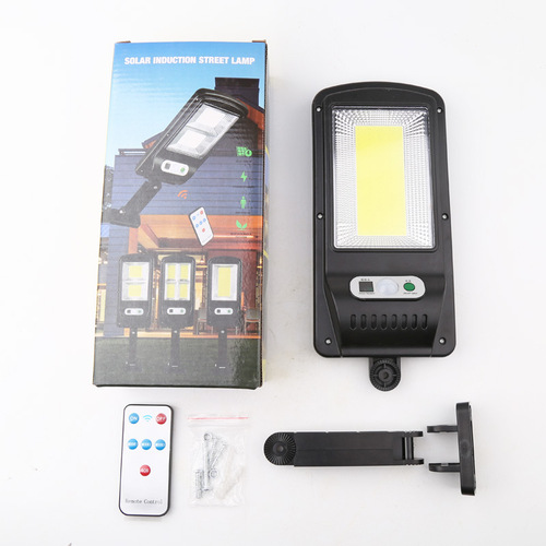 New Outdoor Solar Street Light Human Body Sensing Garden Wall Lamp Smart Remote Control Fence LED COB Small Street Light 