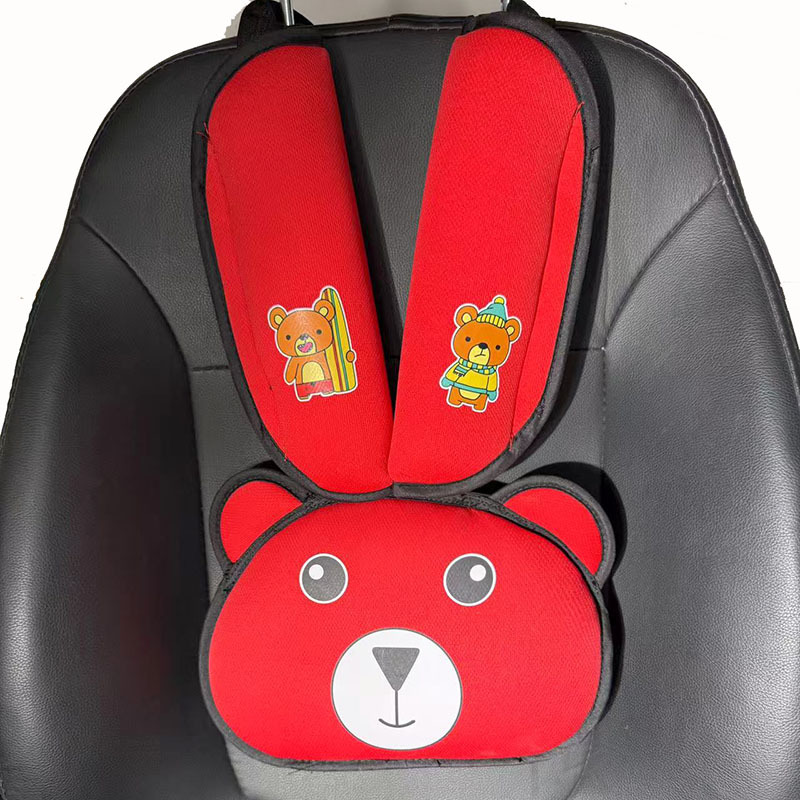 Bear Head Auxiliary Safety Belt Limiter Holder Car Kids Safety Belt Adjustment Anti-Stranglehold Shoulder Protector
