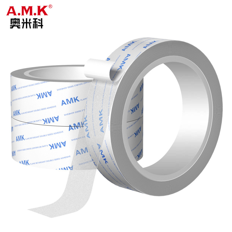 AMK8010阻燃双面胶高粘度PET棉纸绝缘防火模切无基材胶带母卷直售|undefined