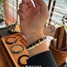 80阑夜 沉水乌木直切药片手串男女串珠手链黑木质文玩佛珠