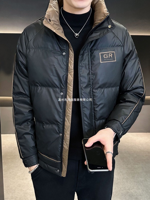 男士羽绒防寒服冬季2025新款潮牌男装拼色立领高端加厚冬装外套潮