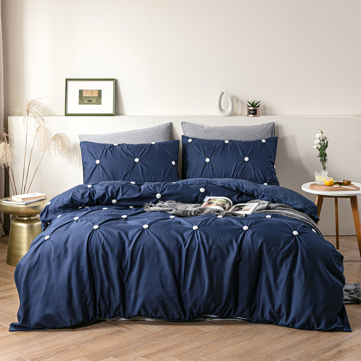 跨境专供美国亚马逊外贸家纺床上用品三件套毛巾绣枕套被套套件