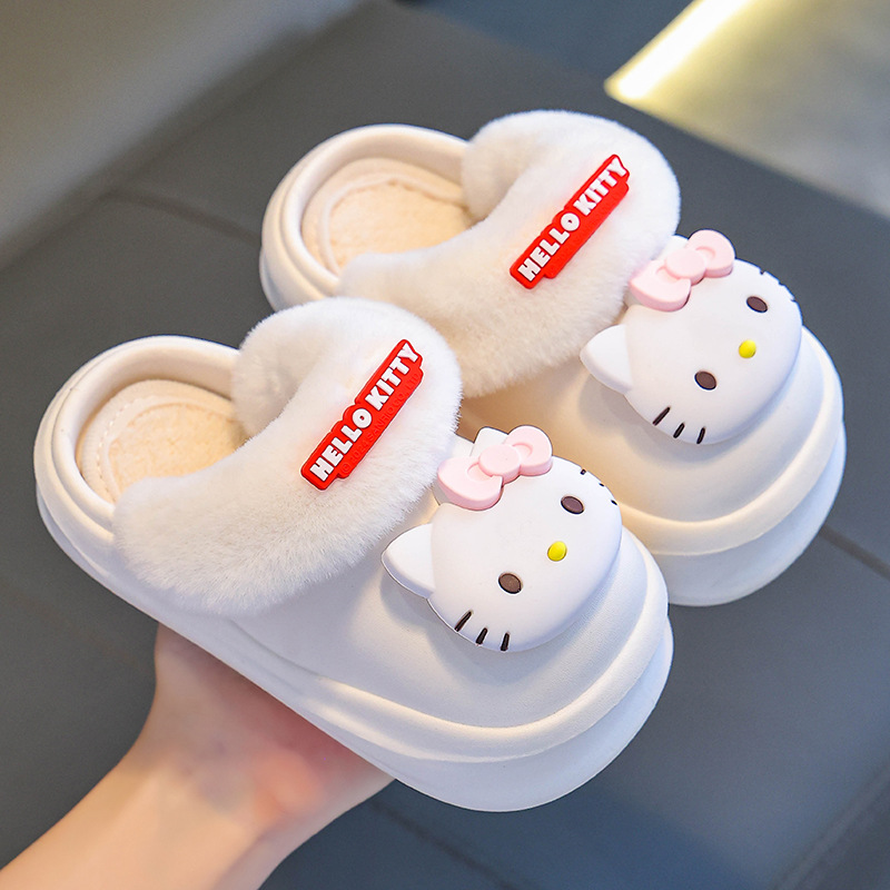 Sanliou zapatillas de algodón para niños de invierno para niños y niñas cálidas y pelusa para el hogar, bolsas de bebé, zapatos de talón de algodón