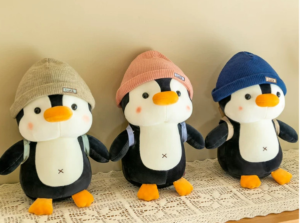 Viajar pequeño pingüino muñeco de peluche para consolar a las muñecas que duermen, adornos, muñecas de agarre, regalos de cumpleaños para niños y niñas