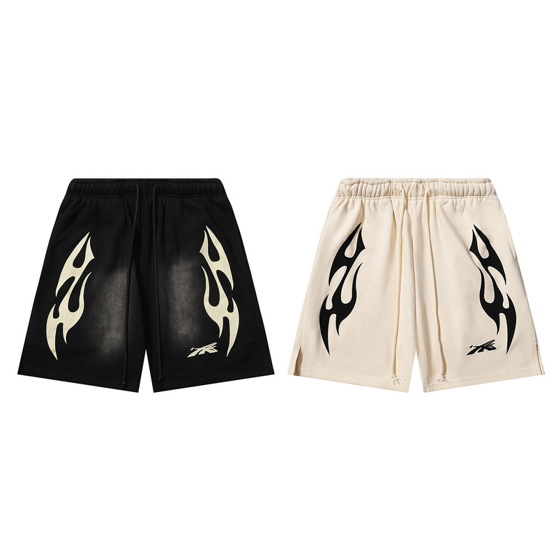 Cross-border Trade Hellstar Sports Flame Shorts Flame Loose Casual Shorts for Men and Women